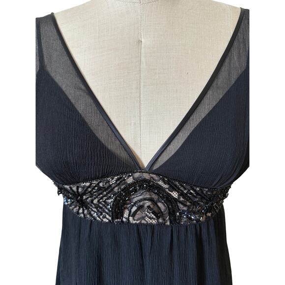 Rebecca Taylor Y2K Silk Knee Length Dress Women’s Size 2 Black Romantic - Picture 2 of 6